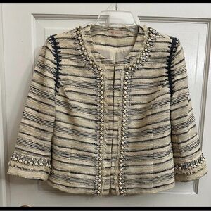 Tory Burch Nicole Jewel Trimmed Tweed Jacket